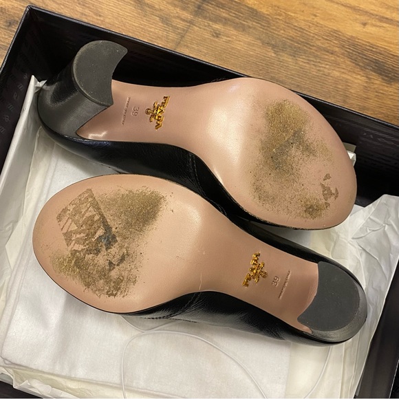 Black Prada Crackle Brush Leather Mary Jane Pump - Picture 8 of 11